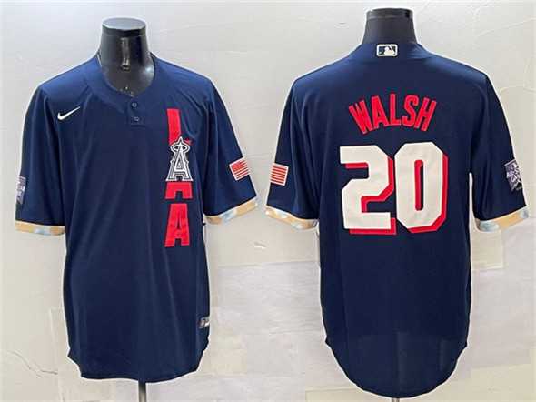 Men%27s Los Angeles Angels #20 Jared Walsh 2021 Navy All-Star Cool Base Stitched Jersey